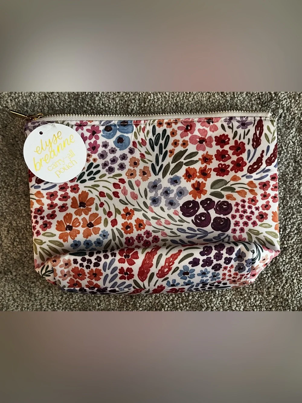 Floral Zip Pouch Cosmetic Bag